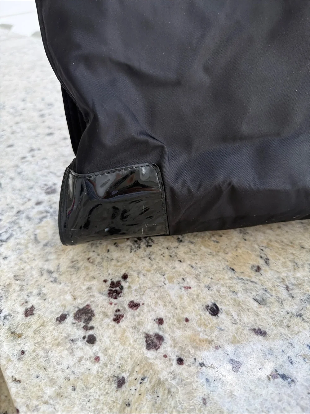 Tory Burch Black Nylon Tote with Patent Logo Detail